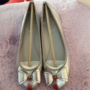 Ted Baker London Silver Flats with Bow